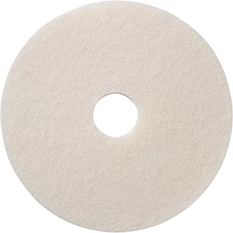 Americo White Super Polish Floor Pad, 12" Diameter, 3.25" Center Hole, 5 Pads/Case, Machine Floor Pads for Polishing Dry Floors, Made of 100% Recycled Content, USA Made