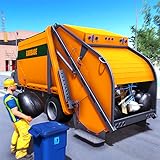 Realistic garbage truck driving