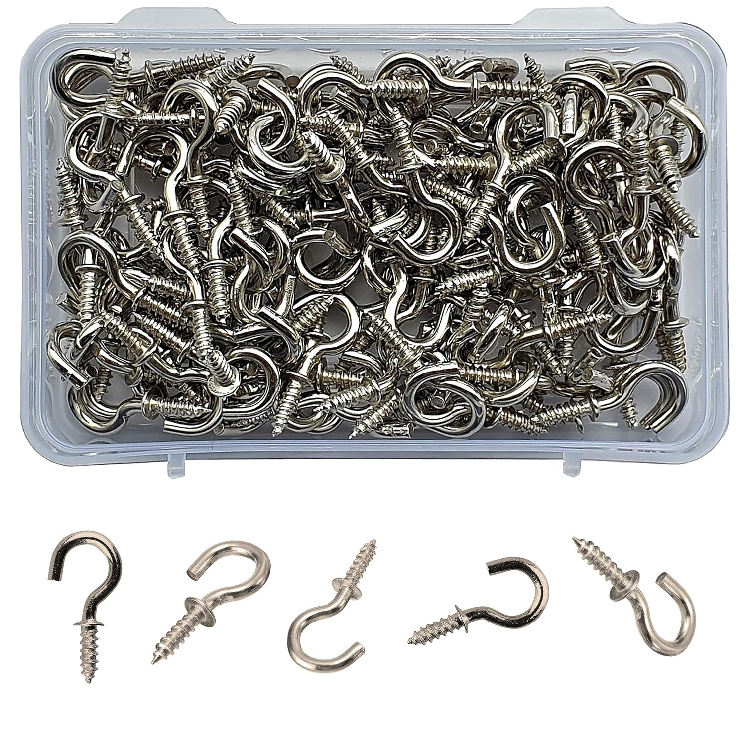 Jaset Innovations Assorted Set Screw in Cup Hooks Metal Nickel