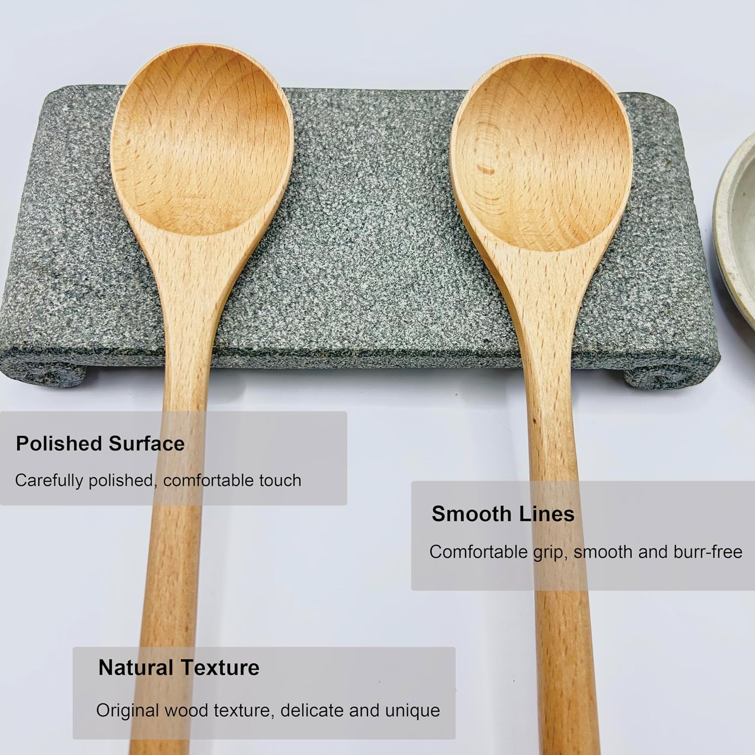 Wooden Spoon for Cooking 2 Pcs 13inch Long Handle Kitchen Spoon for Stirring Mixing Serving
