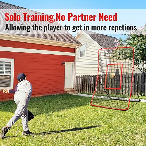 Miniatura 4 de Red de rebote de béisbol, entrenador de tono ajustable en ángulo que simula la pelota de tierra y la mosca, red de rebote de béisbol y softbol para