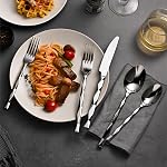 KINGSTONE Silverware Set, Luxury 40 Piece Flatware Set for 8, 18/10 Stainless Steel Cutlery Set with Diamond Cut Pattern for Home, Wedding, Party, Mirror Polished and Dishwasher Safe