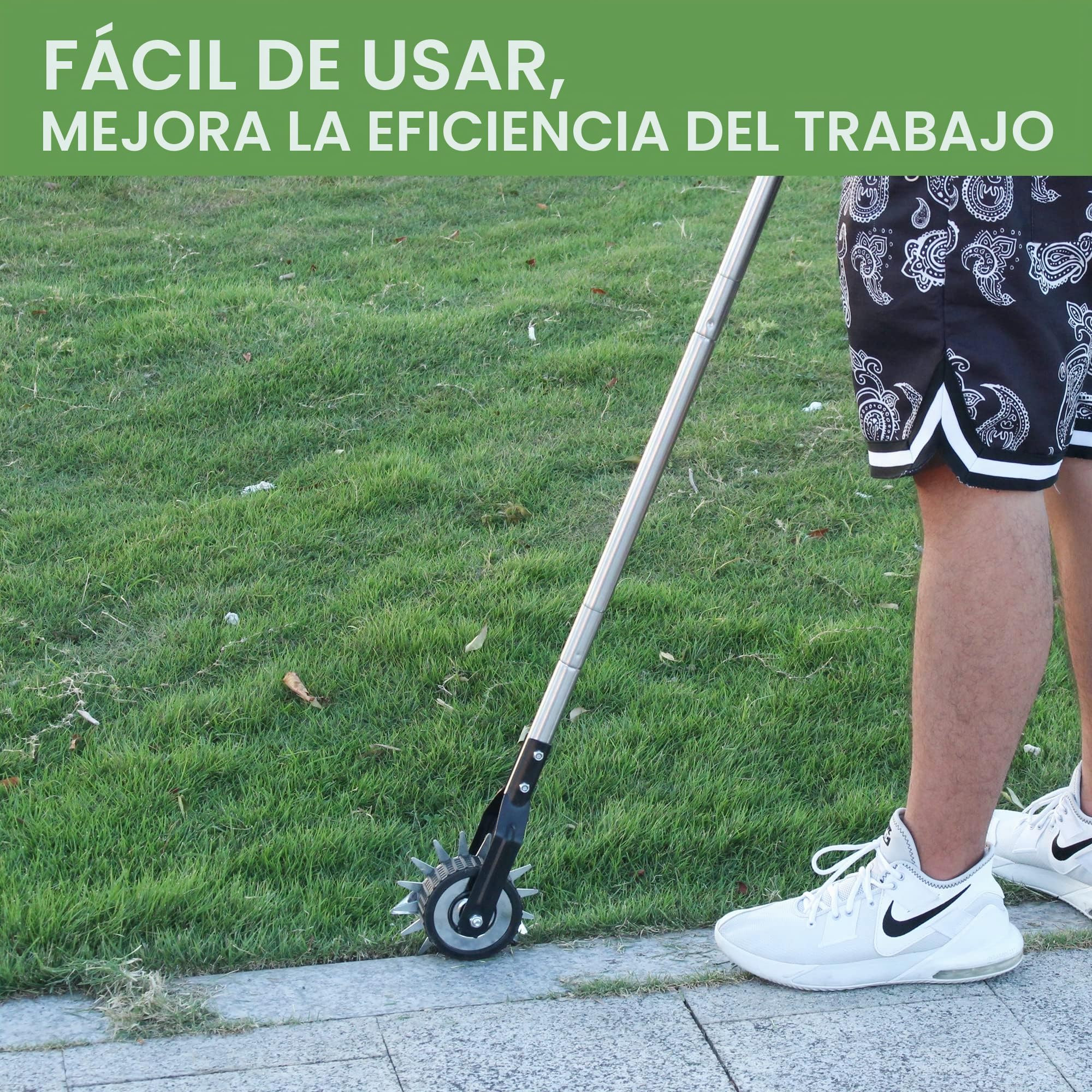 BARAYSTUS Cortador de Bordes de Césped Manual para Aceras Con Rueda y Hoja Rotativa, 148 cm