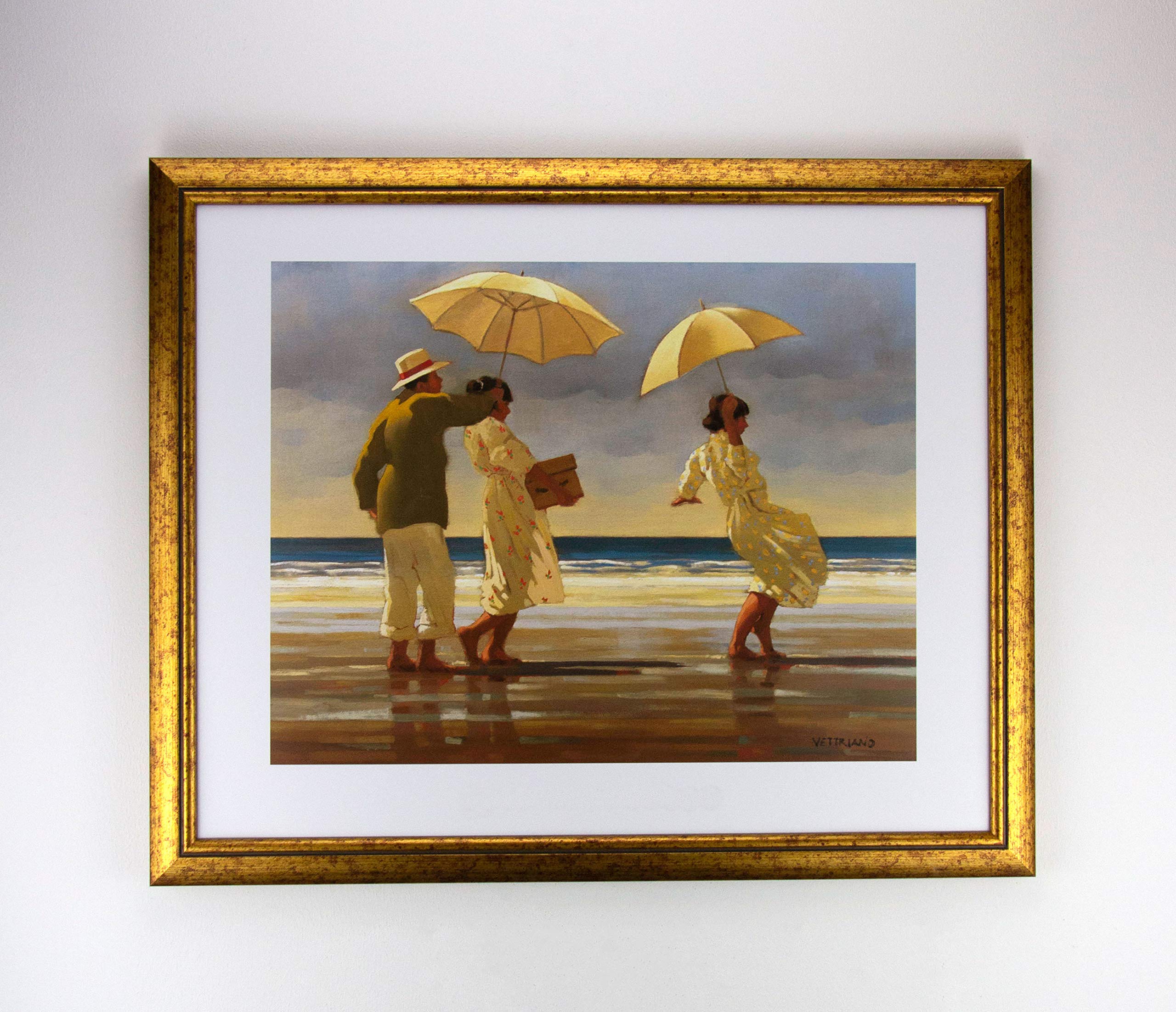 myposterframe Bilderrahmen Aged Vintage 61 x 91,5 cm Pandora Echtholz Gold mit Kunstglas klar 1 mm