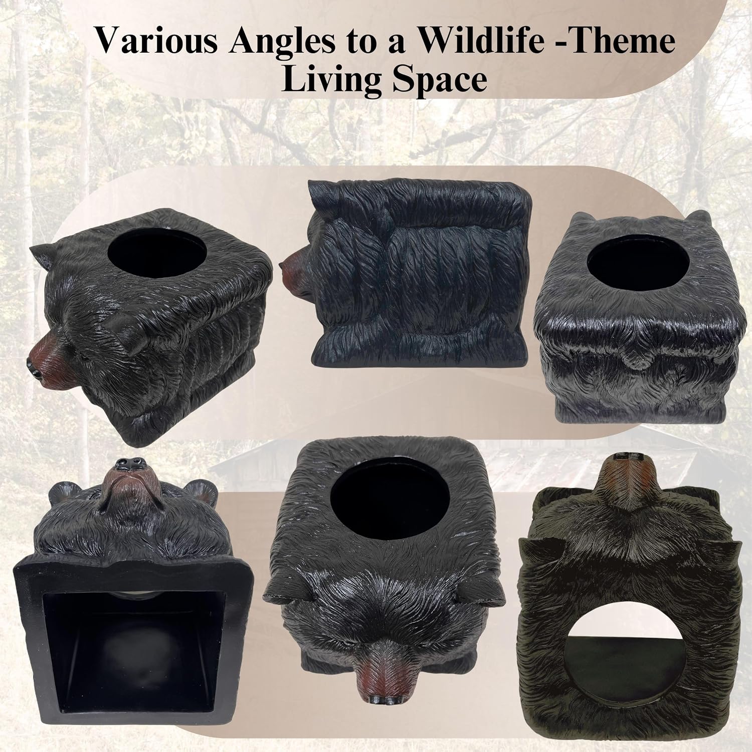 BestGiftEver Black Bear Head-Inspired Square Tissue Box Cover image 4