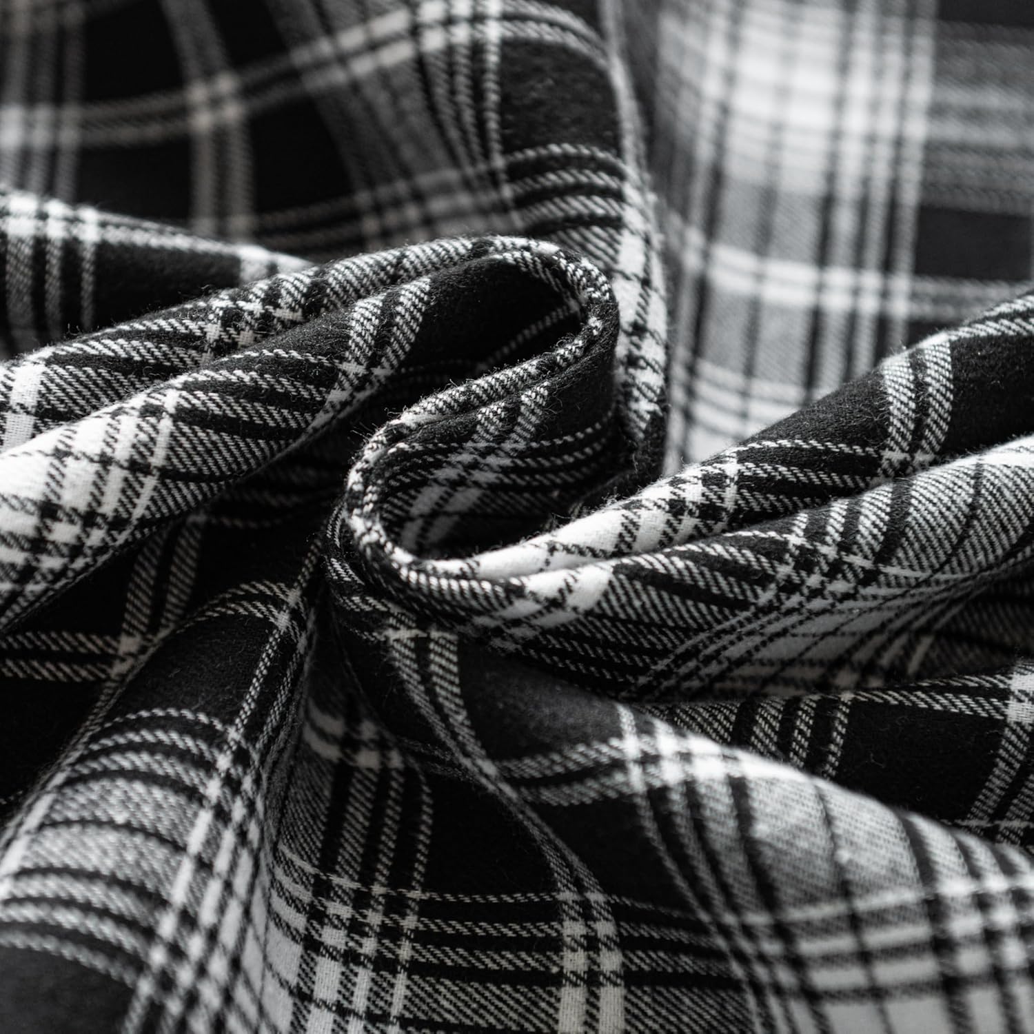 Plaid Curtains 54 Inch Length 2 Panels, Farmhouse Window Curtains Light Filtering with Tassel Trim, Rustic Tartan Drapes for Living Room Bedroom, White