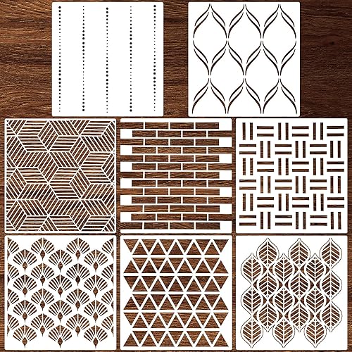 Modernas plantillas para decoración de pared con diseños geométricos y de espiguilla, películas reutilizables decorativas para pintura, troqueles
