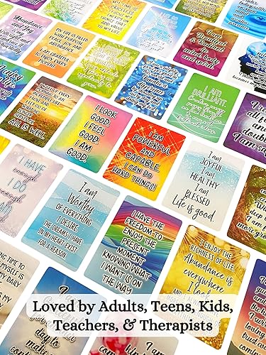 Miniatura 2 de Tarjetas de afirmación positiva, 54 afirmaciones, más de 150 preguntas inspiradoras, bellamente diseñadas con estuche de almacenamiento, kit de