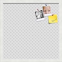 Vista 214 de PinPix Tablero de anuncios de corcho de 12 x 12 pulgadas. Este tablero decorativo enmarcado viene con diseño de círculos B W y un marco blanco