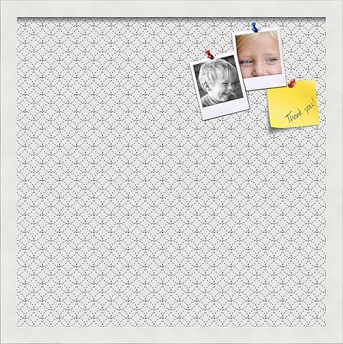 Miniatura 214 de PinPix Tablero de anuncios de corcho de 12 x 12 pulgadas. Este tablero decorativo enmarcado viene con diseño de círculos B W y un marco blanco