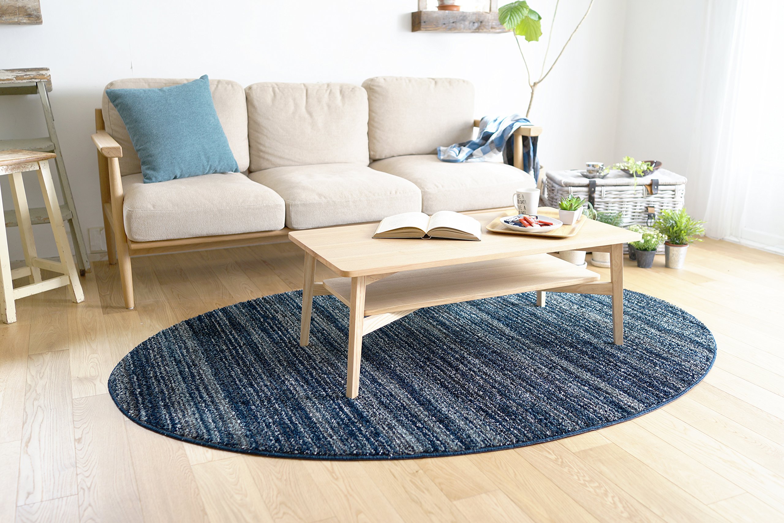 Amazon｜スミノエ(Suminoe) ラグ ネイビーグレー 楕円形 140×200cm 防