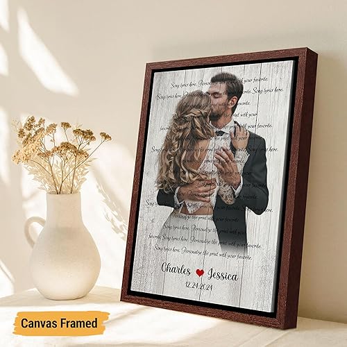 Vista 52 de VICILO Póster de letras de canciones personalizadas, enmarcado, lienzo personalizado, arte de pared, regalos para el día de San Valentín para él