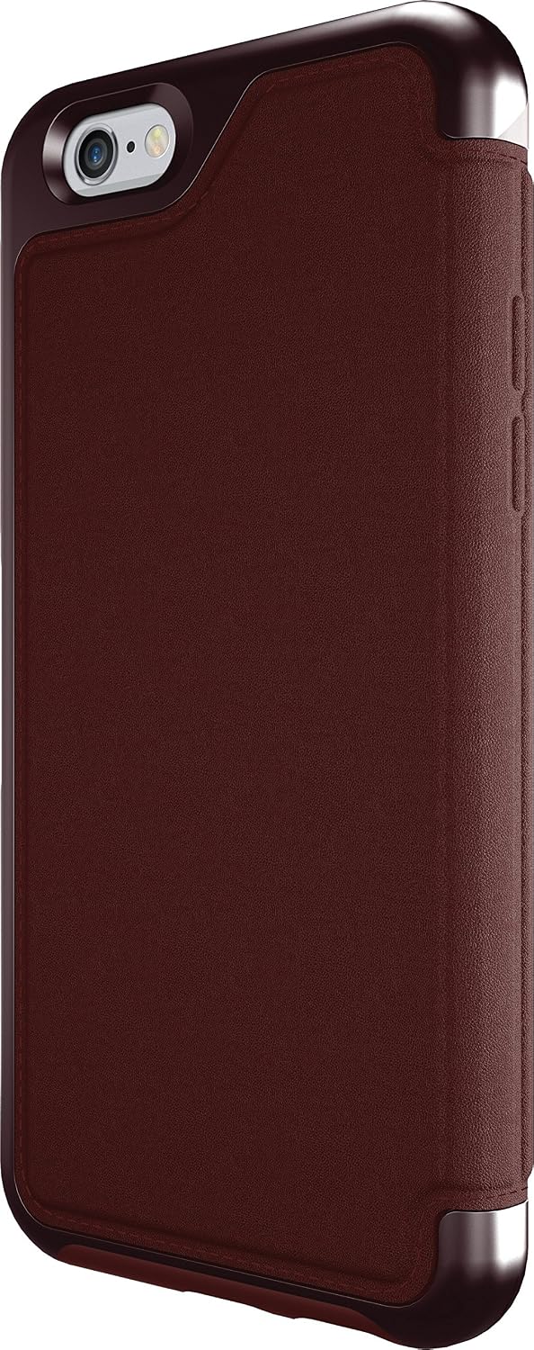 OTTERBOX STRADA SERIES Leather Wallet Case for iPhone 6/6s - Retail Packaging - CHIC REVIVAL (WARM BLACK/MAROON LEATHER)