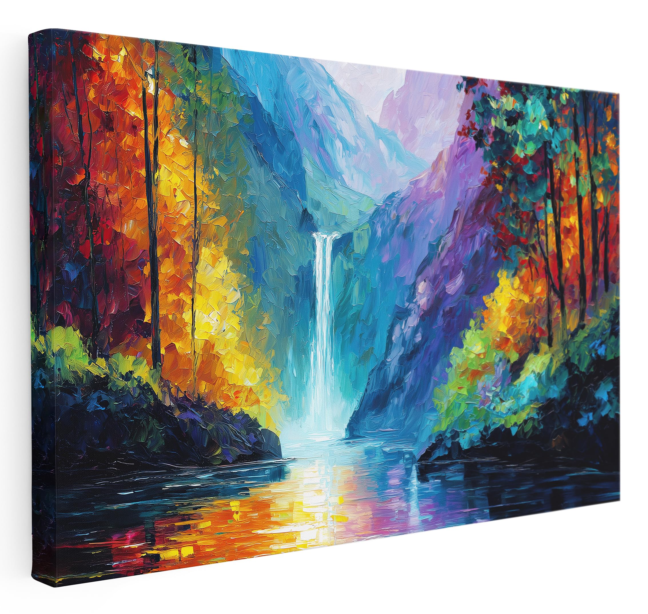 Pastello Multicolour Mystic Waterfall Canvas Wall Art – Wall Art Print For Living Room, Bedroom, Office, Framed Artwork – Enchanting Nature Landscape Décor (87Cm X 61Cm / 34X24inch)