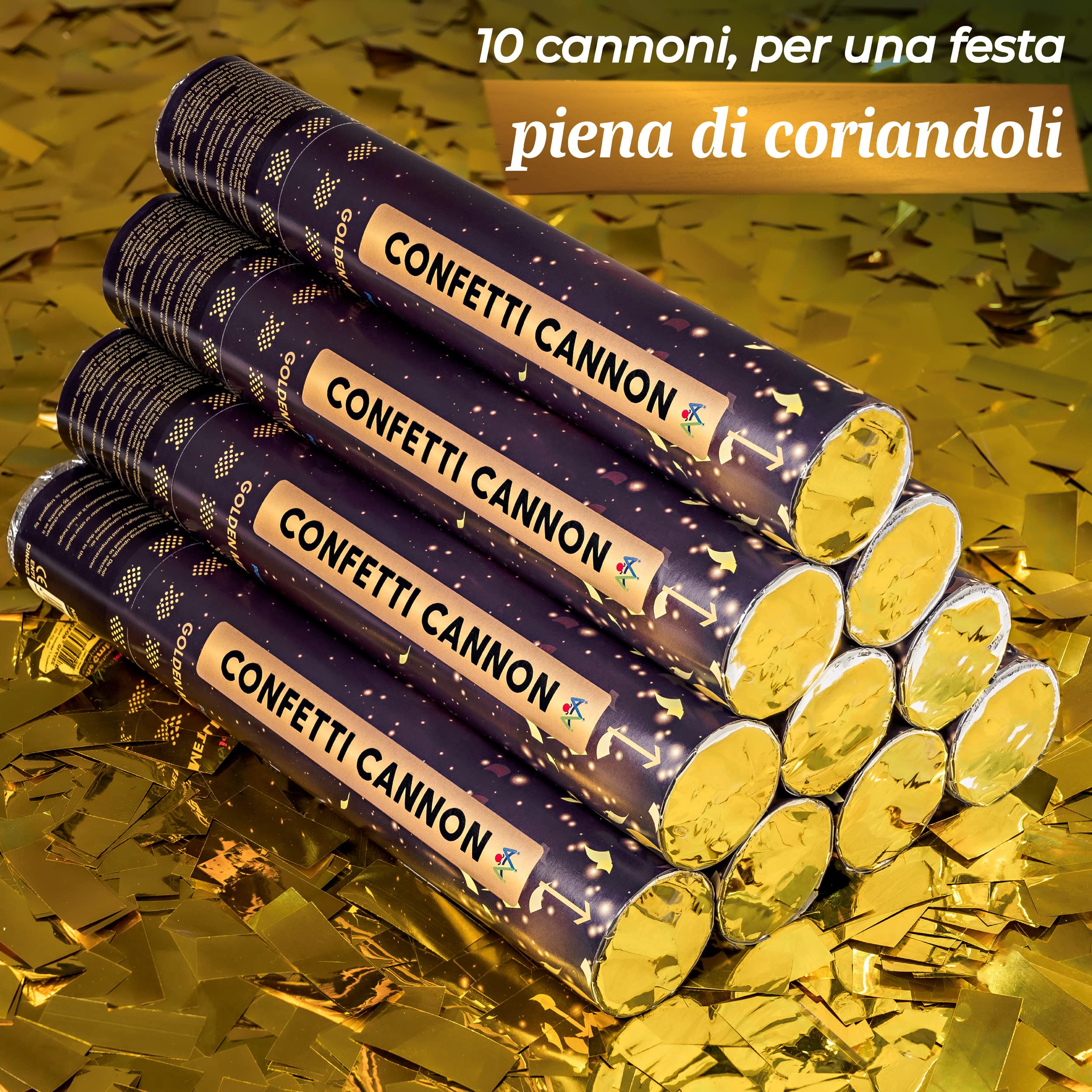 10 Cannoni Spara Coriandoli Oro - Getto 5-8 Metri, Per Feste, Facili E Sicuri - Foto 5