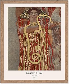 Poster Master Vintage Gustav Klimt Poster - Retro Hygieia Print - Art Nouveau - Greek Goddess of Health Art - Symbolism Art - Classic Painting - Aesthetic Living Room Decor - 8x10 Beige Framed
