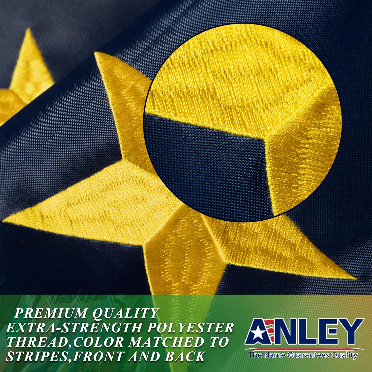 Anley EverStrong Series Embroidered Alaska State Flag 3x5 Feet - Embroidery & Heavy Duty Canvas Header - 4 Rows of Lock Stitching - Alaska AK State Flags with Brass Grommets 3 X 5 Ft