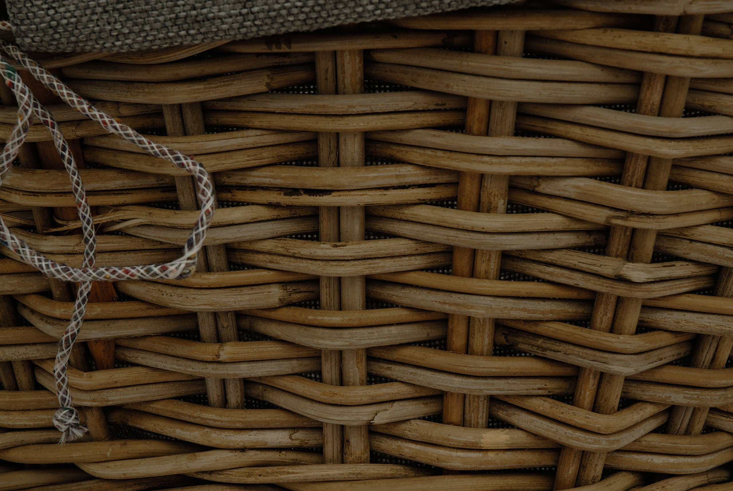 Stabiler Einkaufskorb, Korb mit festem Bügel Griff, Obstkorb aus echtem Rattan mit Inlett (Koobo Grau)