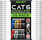 GearIT 10-Pack Cat6 Patch Cable 0.5 Foot / 6 Inches Cat 6 Ethernet Cable Snagless Flexible Soft Tab - Preimum Series - Black
