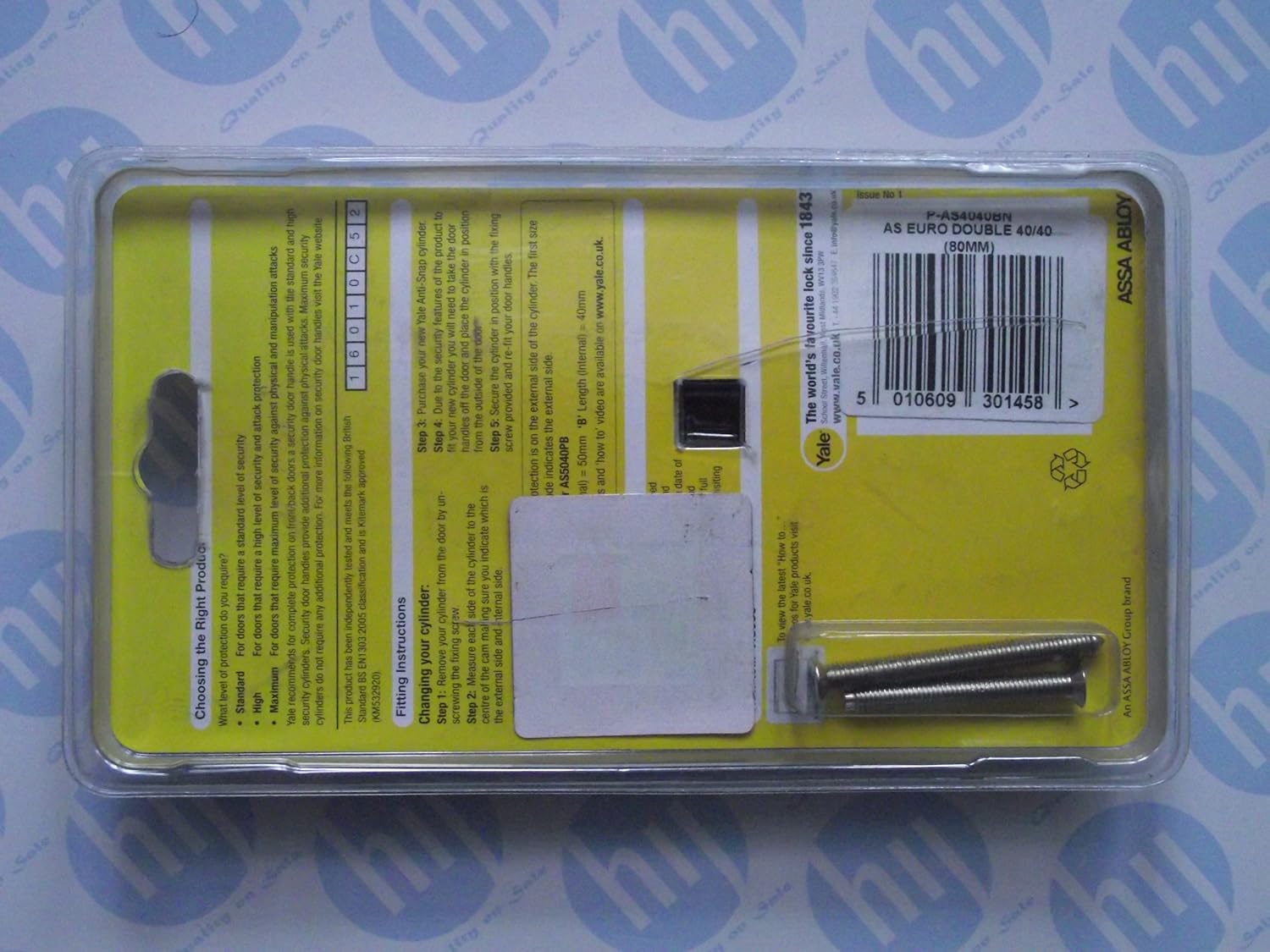 Yale Locks AS4040BN Euro Cylinder Anti-snap 40/40 (80mm) Bright Nickel - Image 3