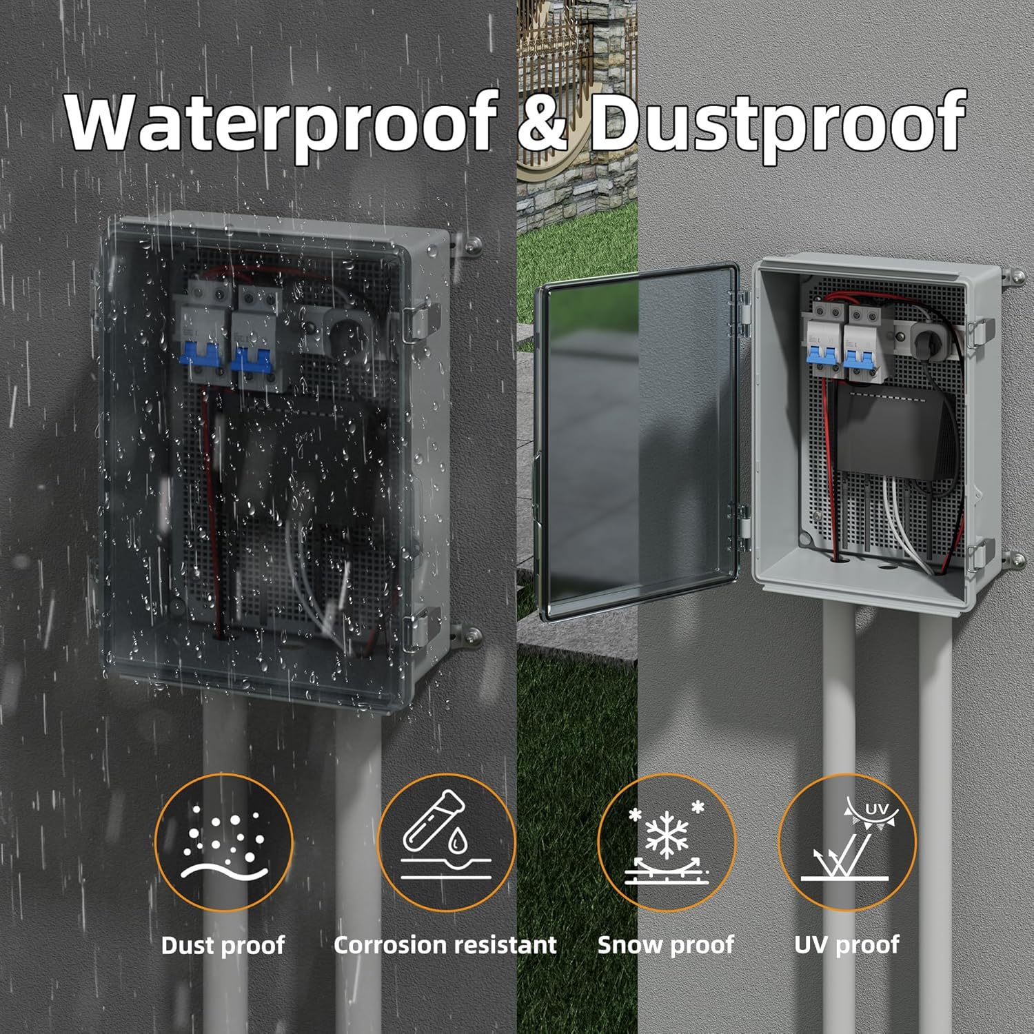 Joinfworld Clear Electrical Enclosure Box Outdoor 14x10x6 Plastic Junction Box Waterproof Outside Nema 4 Electrical Box Weatherproof for Electronics Pump Controller WiFi Router
