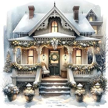 Huacan Diamond Painting Diamond Art Kit Winter House DIY 5D Full Square Drill Crystal Mosaic Set Gem Art Kit Home Decor Handmade Gift 11.81 * 11.81 inch