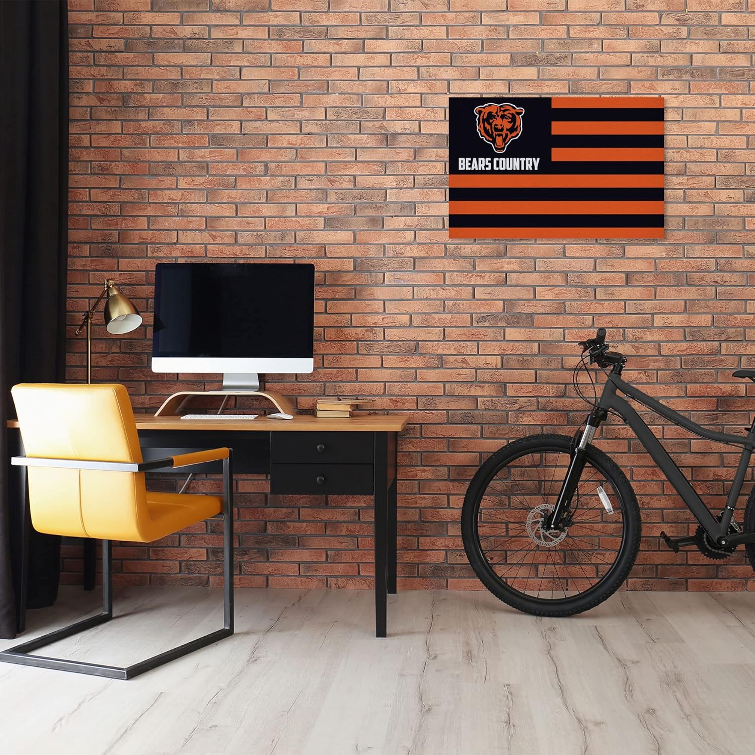 Rico Industries NFL Football Chicago Bears Country 25" X 35" Felt Wall Décor, Wall Safe for Living Room, Office, Dining Room, Bedroom, Easy to Hang - Made in The USA