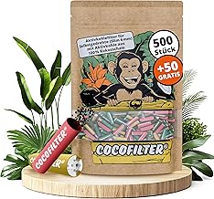 Activated Carbon Filters 6mm Coconut Shell [500+50pcs] - 550pcs Natural Slim Filter Tips with Ceramic Ends for Hand Rolled Cigarettes, 27mm [In Resealable Bag]