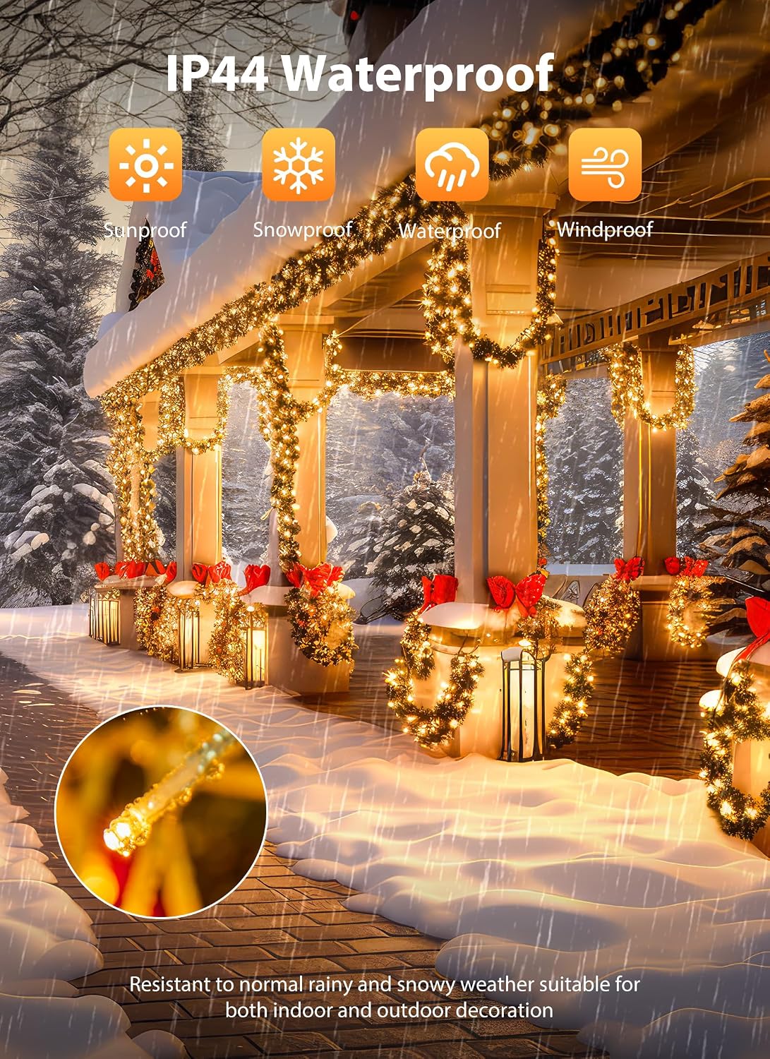 Minetom Christmas Lights Outdoor Cluster Lights - 500 LED 25 Ft Christmas Firecrackers String Lights, 12 Modes Timer Waterproof Connetable Plug in Twinkle Fairy Lights for Xmas Tree Garland Party