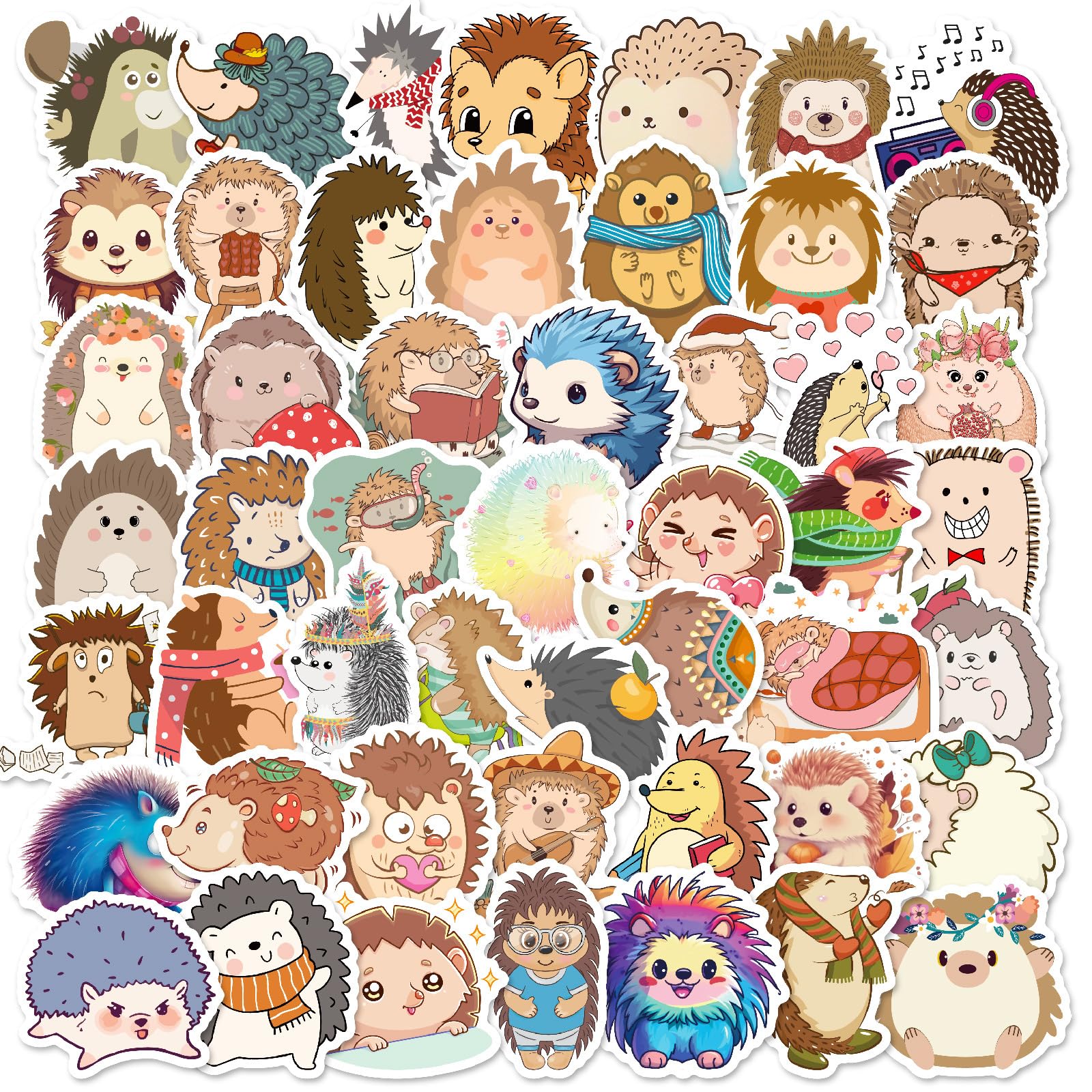 50 Pcs Little Hedgehog Stickers for Skateboard,Luggage,Guitar,Water Bottles,Phone,Animal Cute Style Stickers Waterproof Vinyl,Graffiti Decorate for Teens Girls Children Motivate Gift
