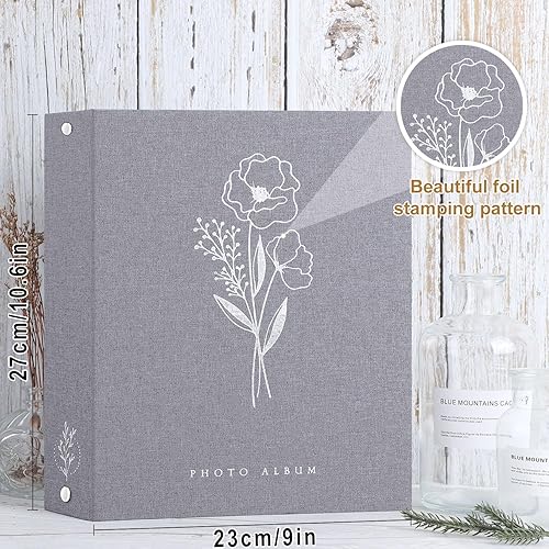 Miniatura 2 de Lanpn Álbum de fotos de 8 x 10 pulgadas, tapa dura de lino, sin ácidos, bolsillo de carga superior, libro de fotos con fundas que sostiene 100