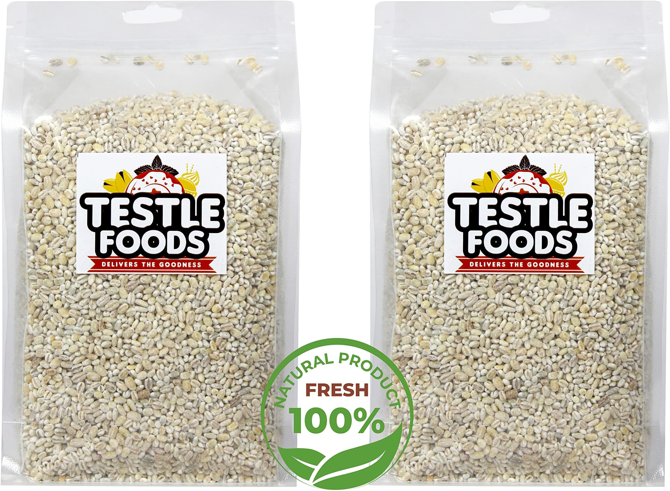 Testle Foods Organics Pearl Barley | Jav | Jau | Whole Grain | 1.8 Kg (Pack of 2, 900g Each)