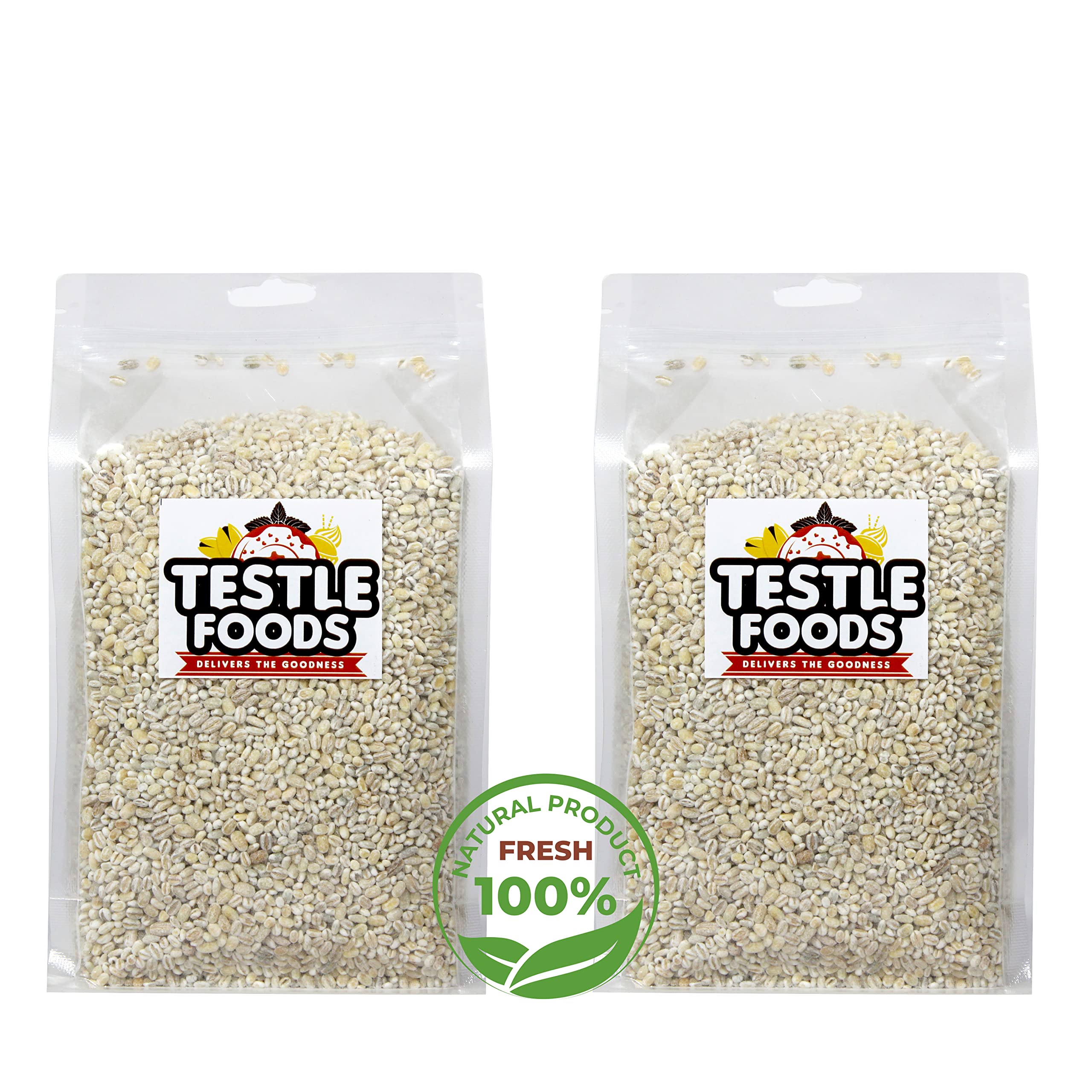 Testle Foods Organics Pearl Barley | Jav | Jau | Whole Grain | 1.8 Kg (Pack of 2, 900g each)