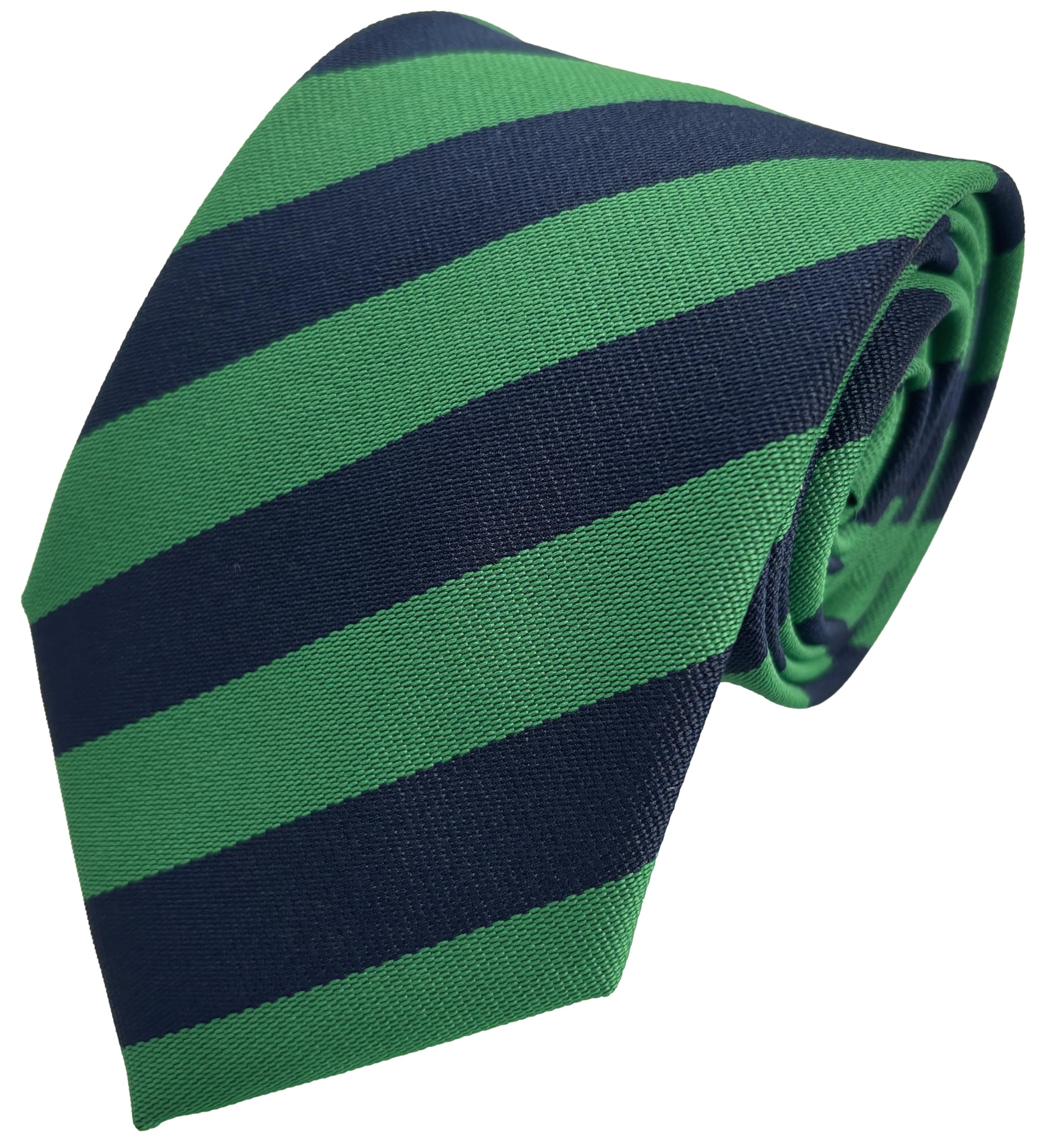 Great British Tie Club School Ties (23 Block Stripe Colour Variations) (Green & Navy)