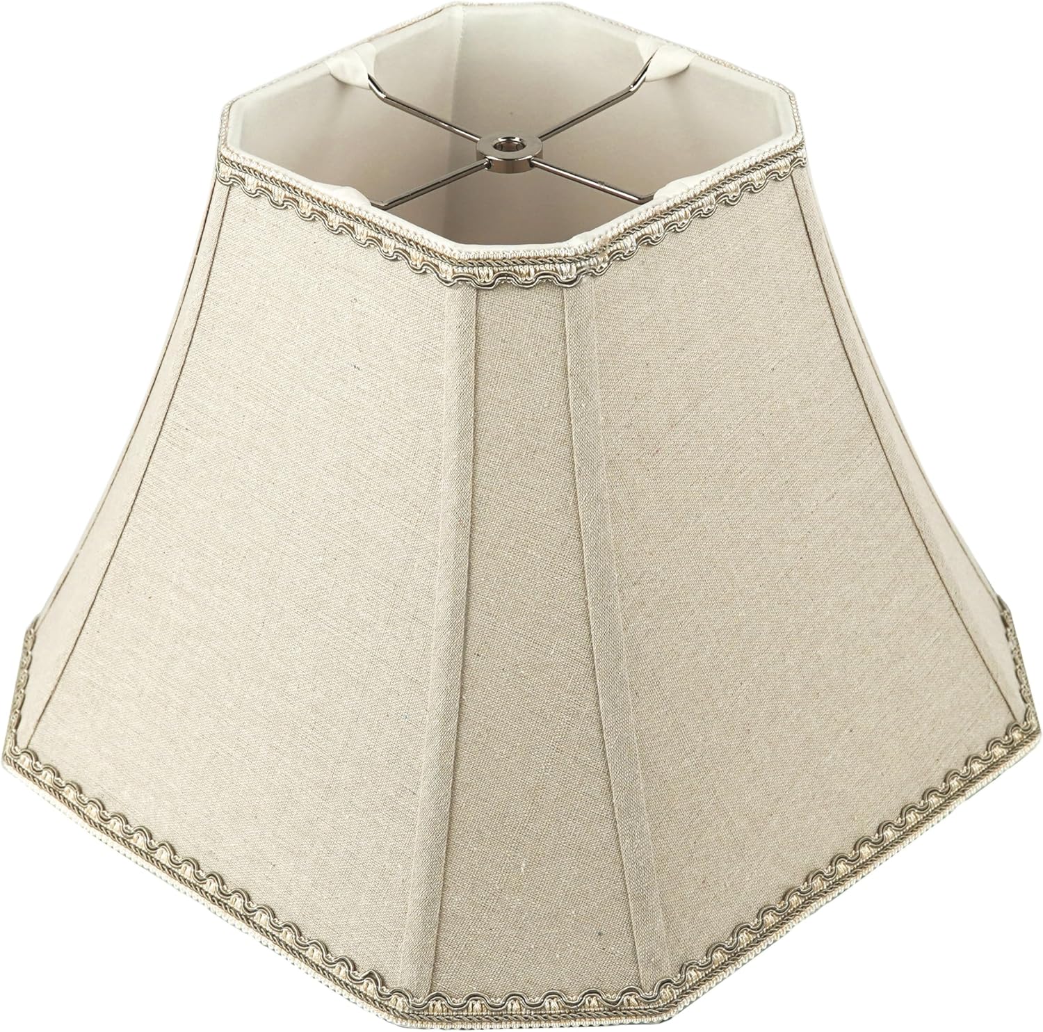 10'' H Linen Bell Lamp Shade Cut Corner Design with Lace Trim (Square)