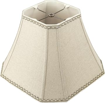 10 H Linen Bell Lamp Shade Cut Corner Design with Lace Trim Square