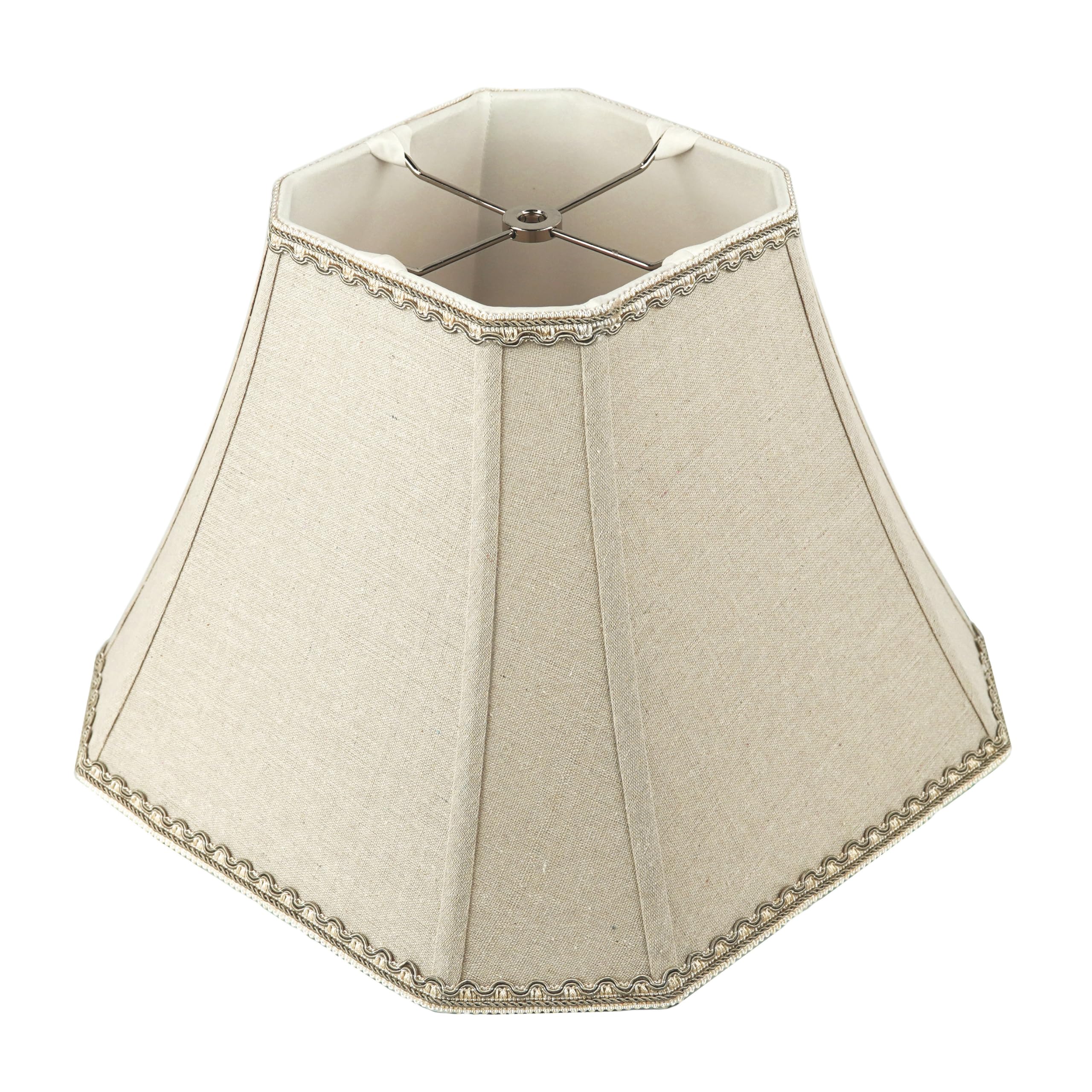 10'' H Linen Bell Lamp Shade Cut Corner Design with Lace Trim (Square)