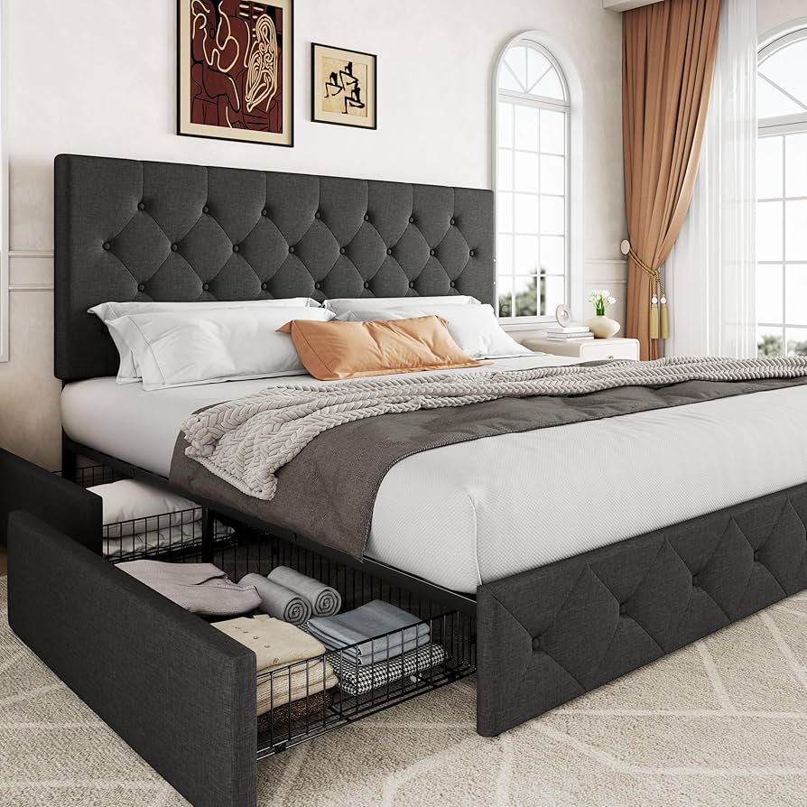 a +u 542,549 ２冊セット Amazon.com: Allewie Upholstered King Size Platform Bed Frame