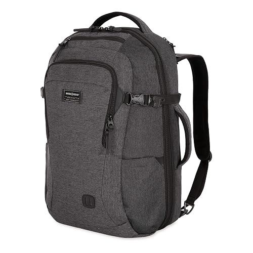 SwissGear Hybrid 45L Travel Backpack, Fits 17 inch Laptop, Men's and Women's, Heather Grey