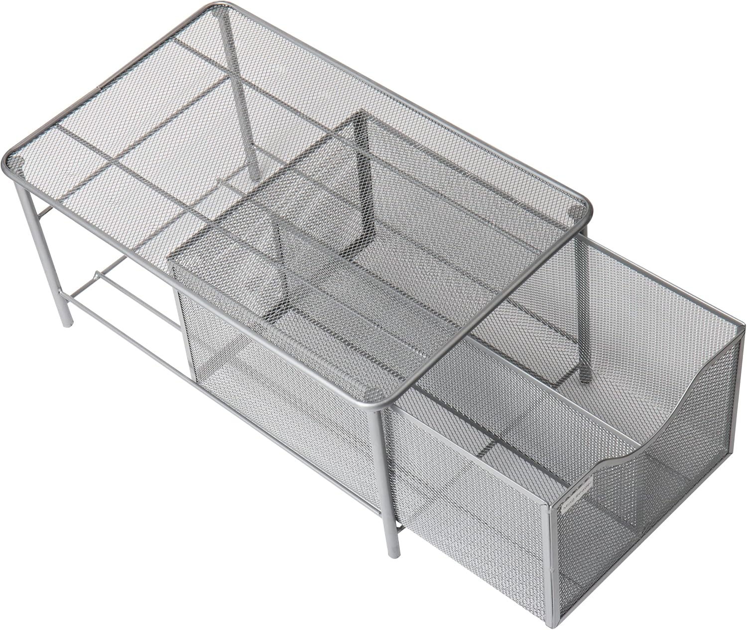 Mind Reader Organizer Storage Basket, 15.4” L x 9.4” W x 7.5” H, Silver