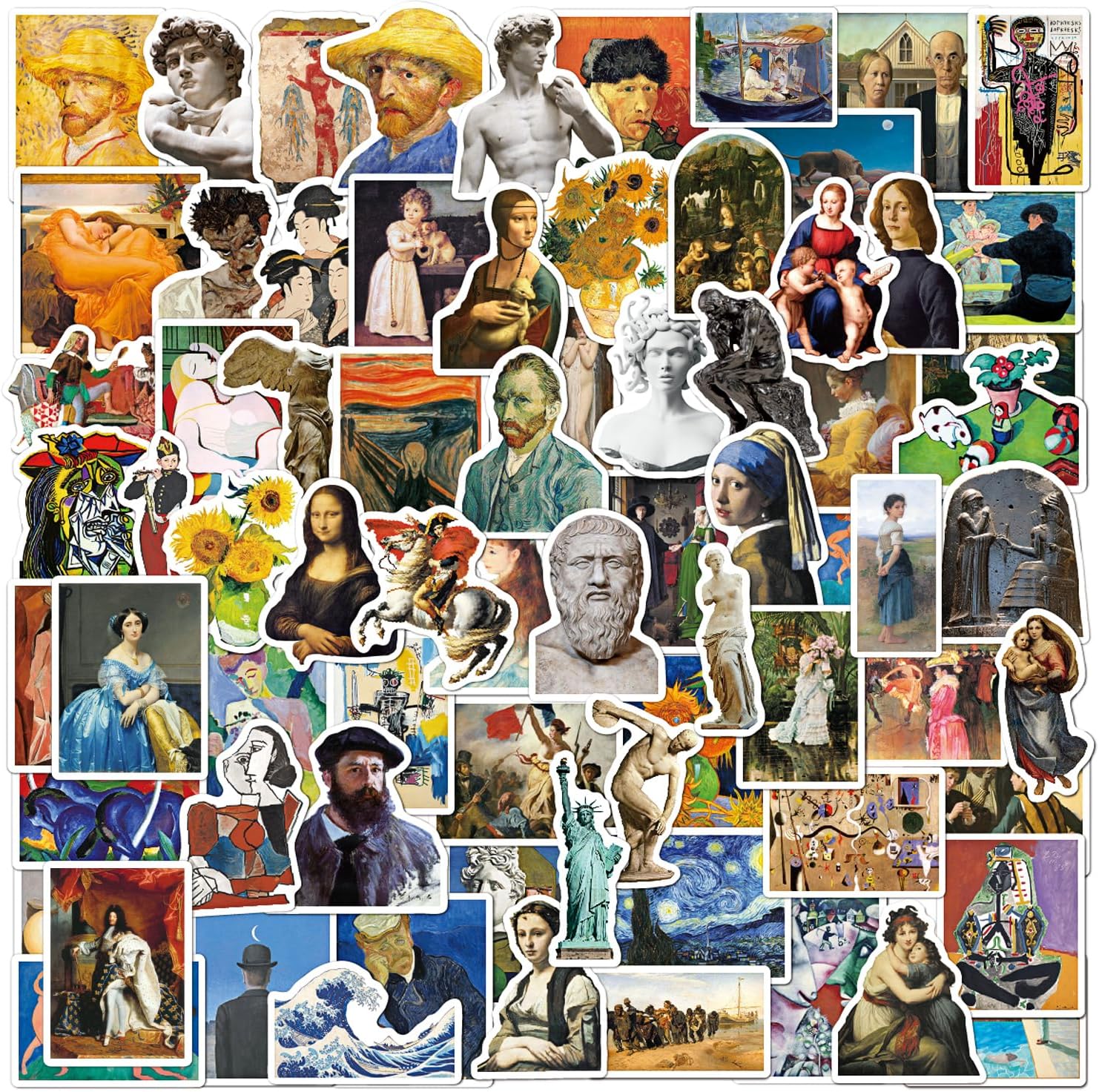Aesthetic Art Sticker Oil Painting Stickers Vinyl Waterproof (100 Pieces) for Water Bottles, Laptop, Skateboard, Luggage and Scrapbook, Stickers for Adults