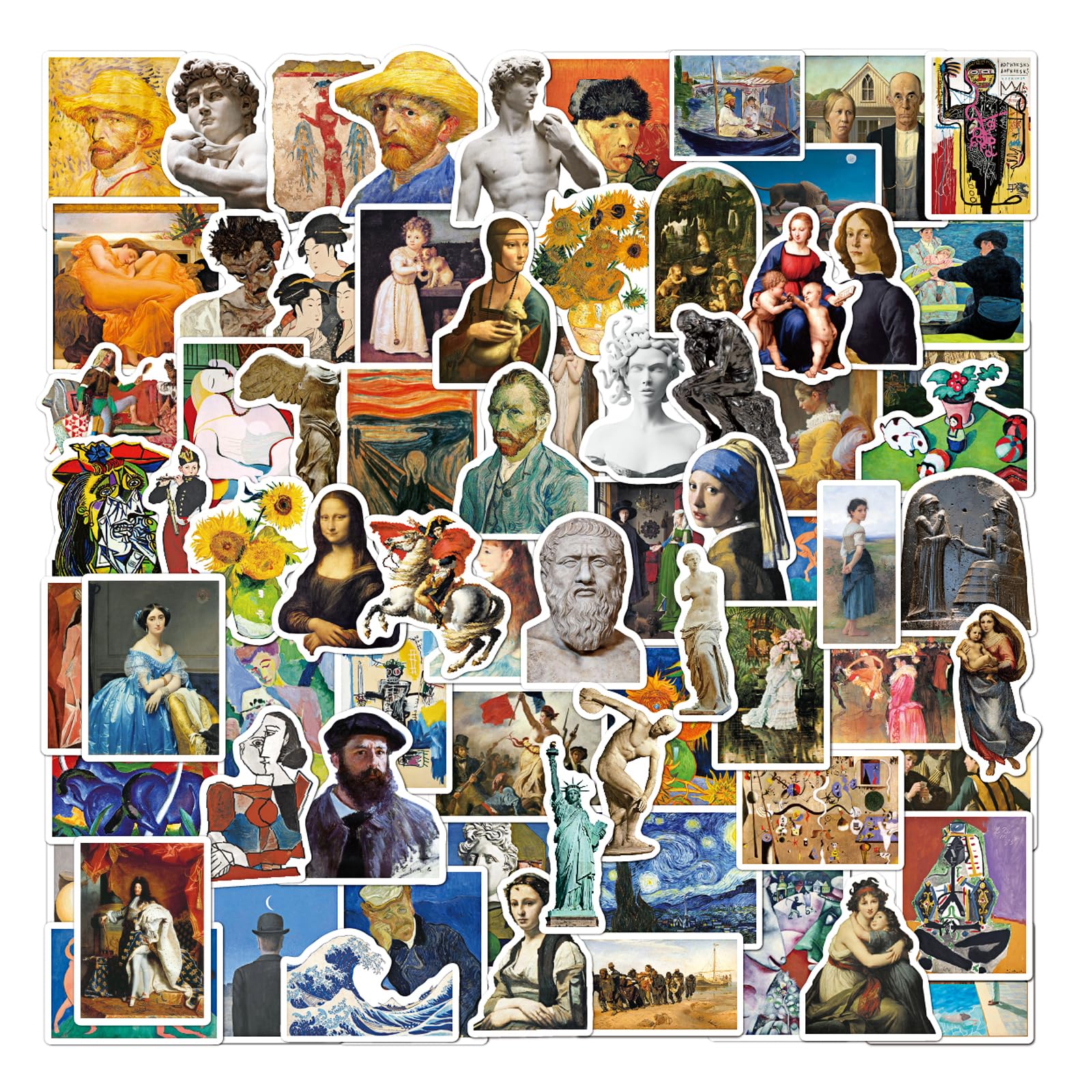 Aesthetic Art Sticker Oil Painting Stickers Vinyl Waterproof (100 Pieces) for Water Bottles, Laptop, Skateboard, Luggage and Scrapbook, Stickers for Adults