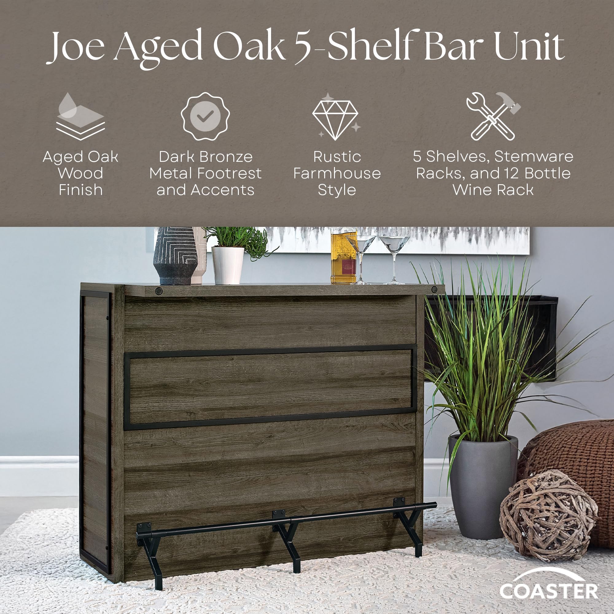 Amazon.com: Coaster Home Furnishings Joe Rustic Farmhouse 5-Shelf