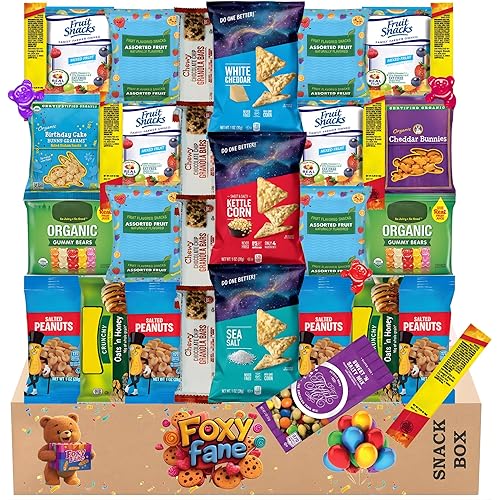 Foxy Fane 30-Count Holiday Gift Box - Variety Pack of 30 Healthy Snacks & Treats