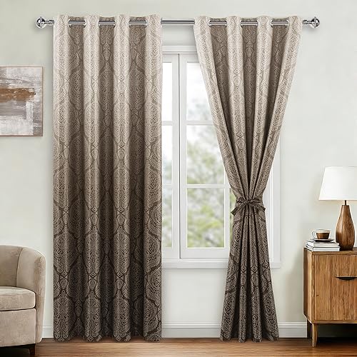 Miniatura 101 de DWCN Cortinas opacas 100% grises de 84 pulgadas de largo para dormitorio con forro negro, doble capa con aislamiento térmico, paneles de cortina
