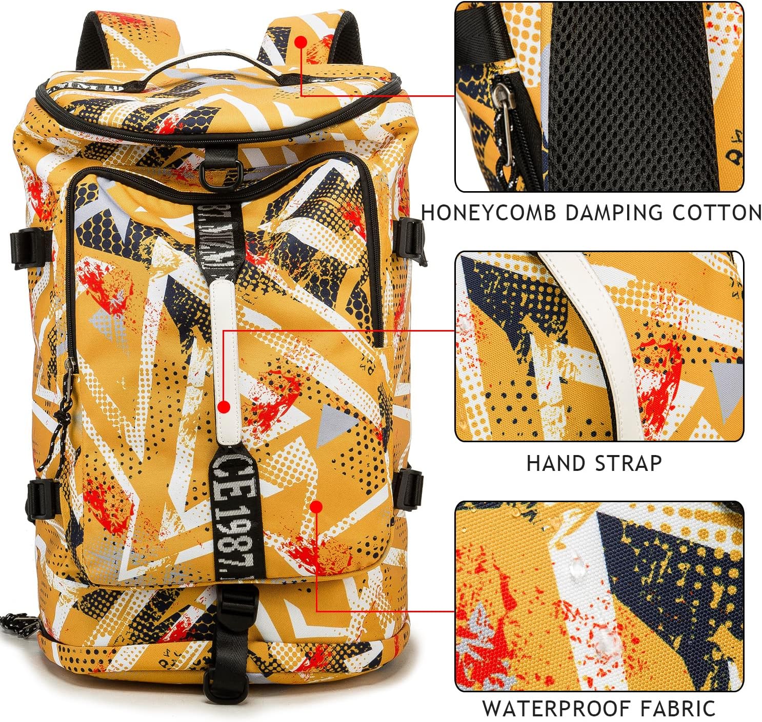 Gym Duffle Bag Waterproof black Laptop Backpack Suitable for Hiking, Fishing, Travel 40L Large Capacity Trendy Cool Lightweight Backpack for Men and Women - Image 2