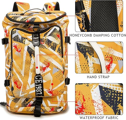 Miniatura 2 de Bolsa de lona para gimnasio, mochila negra impermeable para laptop, adecuada para senderismo, pesca, viajes, 40L, gran capacidad, moderna, ligera,