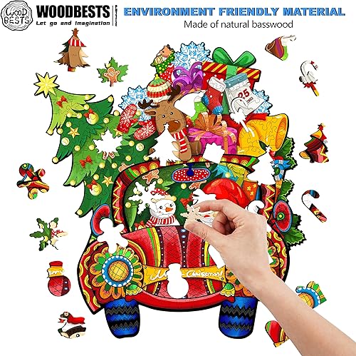 Miniatura 4 de WOODBESTS Rompecabezas de madera para adultos, rompecabezas de automóvil de Navidad (L, 300 piezas, 14.9 x 13.7 pulgadas), hermosa caja de madera,