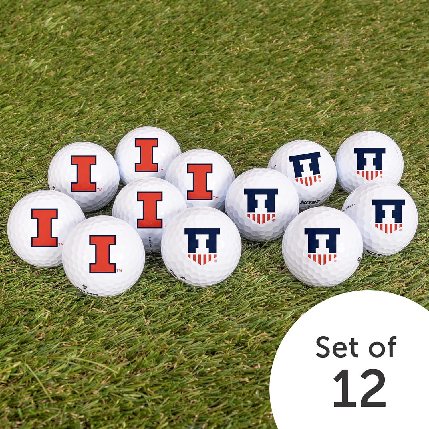 Desert Cactus University of Illinois Urbana Champaign Golf Balls 12 Pack – UIUC Fighting Illini Full Color Dozen – Officially Licensed Sport Team Accessory