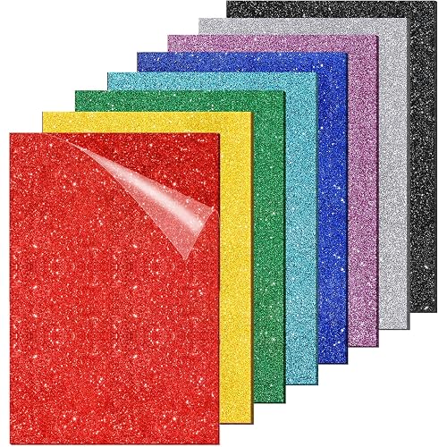 Adrattnay Glitter Acrylic Sheets 1/8" Thick, 8Pcs 8 x 12in Cast Acrylic Sheets 3mm for Laser Cutting, Glitter Acrylic Sheets for Signs, Pet Tags, DIY Crafts Decoration Laser Engraving Material